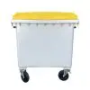 Bac poubelle 1100 litres couvercle jaune de face