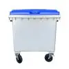 Bac poubelle 1100 litres couvercle bleu de face