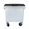 Bac poubelle 1100 litres couvercle noir de face