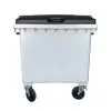 Bac poubelle 1100 litres couvercle noir de face