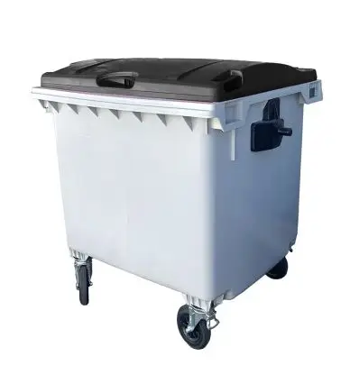 Bac poubelle 1100 litres couvercle noir