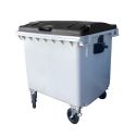 Photo : Conteneur Poubelle 1100 litres Noir - Fermé - Sans