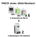 Photo : Recharge savon liquide pour distributeur cartouche 6 cartouches de 750 mL savon parfumé et 2 distributeurs JVD Cleanline