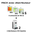 Photo : Recharge savon mousse pour distributeur cartouche 6 cartouches de 750 mL de savon Ecocert parfumé et 2 distributeurs JVD Cleanline