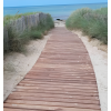Chemin de plage en bois sur sable