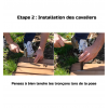 Installation des cavaliers sur le tronçon en bois