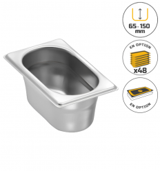 Bac gastronorme gn 1/9 en acier inoxydable