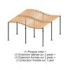 Schéma configuration pergola initiale + extensions latérale + frontale sur 1 et 2 pieds