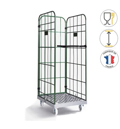 Chariot Roll 3 Côtés avec Embase PEHD