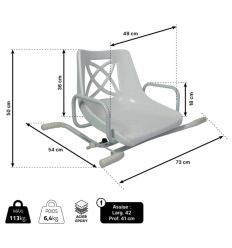 Siège de bain PMR - dimensions