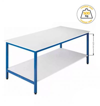 Table de travail charge mi-lourde avec plateau inférieur