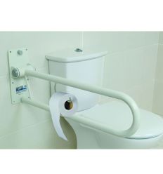 Barre d'appui WC PMR avec porte papier