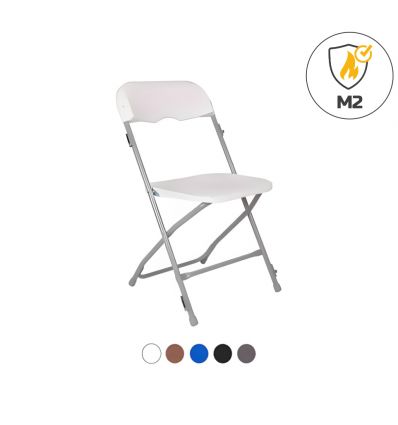 Chaise pliante en acier et polypropylène blanc