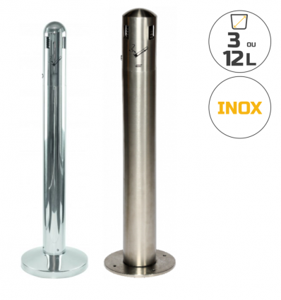 Cendrier sur pied en inox 12L