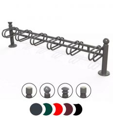 Ratelier 6 vélos pommeaux décoratifs en acier