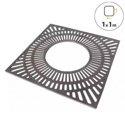 Grille d'Arbre en Fonte Carré Éco 1x1m