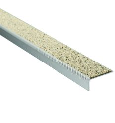 Nez de marche en alu avec minéral antidérapant ivoire grande largeur 59 x 20 mm extérieur
