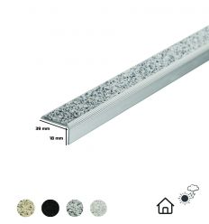 Nez de marche antidérapant rapporté en alu avec minéral 39 x 18 mm extérieur