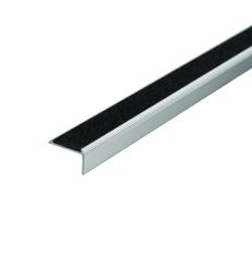 Nez de marche antidérapant rapporté 39 x 18 mm noir en alu avec granulats de marbre