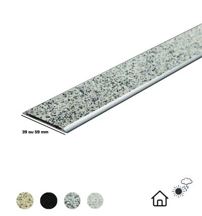 Nez de marche en alu granulats de marbre antidérapant plat 39 ou 59 mm