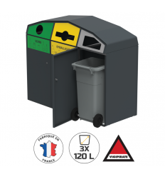 Conteneur de tri selectif 3 compartiments ouvert