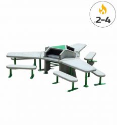 Barbecue urbain 2 à 4 foyers avec mobilier