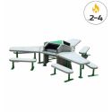 Photo : Barbecue urbain 2 à 4 foyers avec mobilier Sans déchargement par chariot embarqué - Barbecue 2 foyers + 1 table + 2 bancs