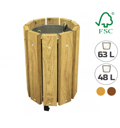 Poubelle ronde en bois 48L ou 63L