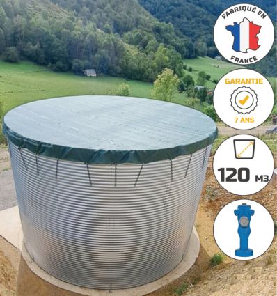 Réserve incendie 120 m3 acier avec poteau bleu NF