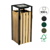 Poubelle en Bois et en Acier avec cendrier 110 litres