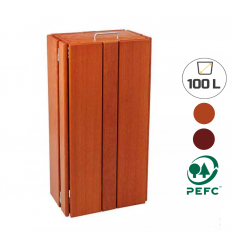 Poubelle extérieure en chêne ou en acajou 100 litres