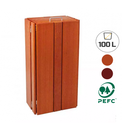 Poubelle extérieure en chêne ou en acajou 100 litres
