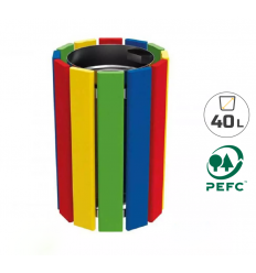 Poubelle en bois multicolore 40 litres spéciale école