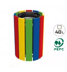 Poubelle en bois multicolore spéciale école