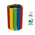 Photo : Poubelle en bois multicolore spéciale école