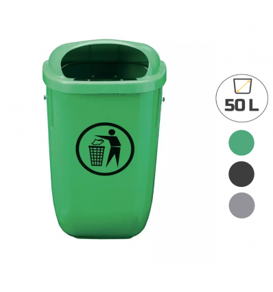 Corbeille murale extérieure en plastique 50 litres