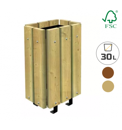 Corbeille en bois extérieure 30 litres