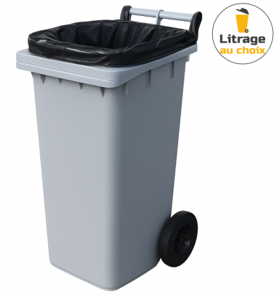 Housse conteneur noir dans un conteneur poubelle gris
