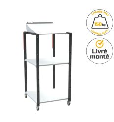 Pupitre d'atelier mobile bloc pupitre inclinable 150 kg 2 étagères
