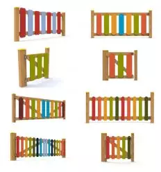 Clôture bois multicolore aire de jeux 1 à 12 ans