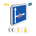 Photo : C24C - Panneau de conditions particulières de circulation sur voie embranchée 350 x 350 mm  (2 rails au dos) - Classe 1 (T1) - Dos brut