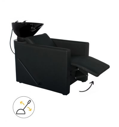 Bac à Shampoing Allongé Accoudoirs Carrés Repose-pieds Manuel