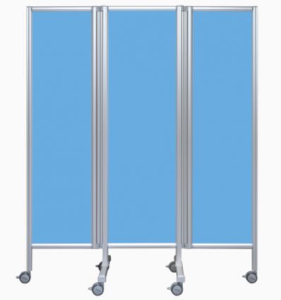 Paravent hospitalier bleu madonna ouvert L. 140 cm