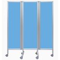 Photo : Paravent médical sur roulette en polycarbonate L. 140 x H. 165 cm - Bleu madonna