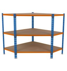 Rayonnage d'angle 3 étagères Orange/Bleu