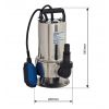 Dimensions pompe immergée automatique en inox de 750W