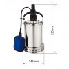 Dimensions pompe immergée automatique en inox de 550W