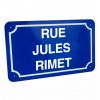Plaque de rue en aluminium bleu helvetica