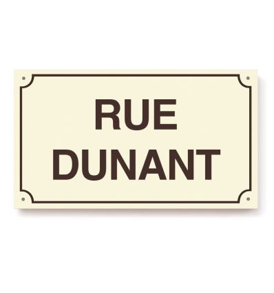 Plaque de rue personnalisée émaillée beige écriture marron