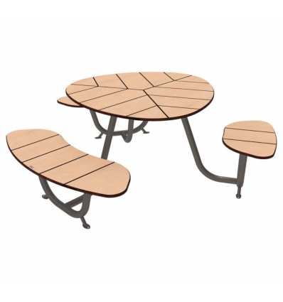 Table pour pique nique bois ronde version PMR